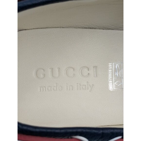 Gucci Men's Riverside Moccasin Calfskin GG Boat Shoes Blue/Off White 745968 UK9 - Picture 9 of 12
